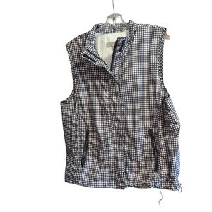 Talbots XL Gingham Check Vest Black & White Terry Lined